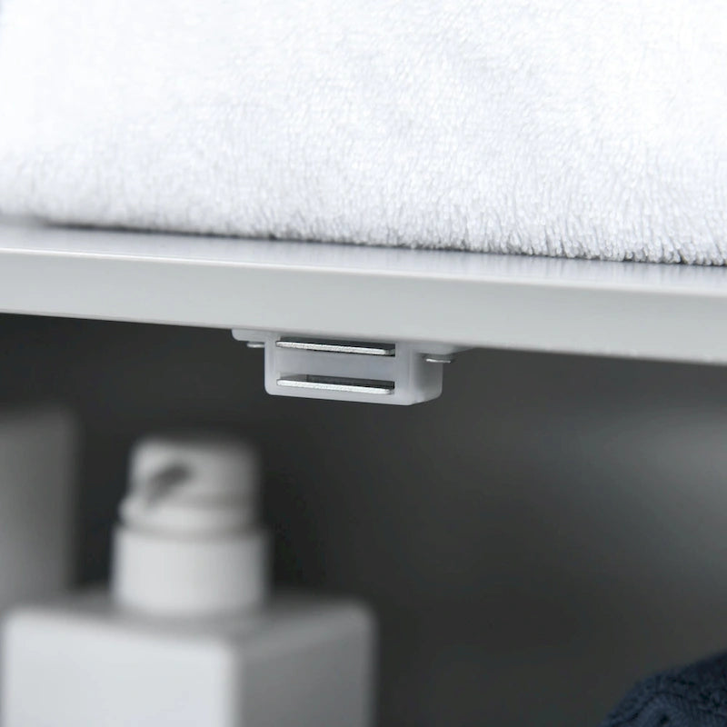 Meuble de rangement de salle de bain moderne sur pied, avec portes et étagère ouverte, mobilier de rangement pour salle de bain, gris