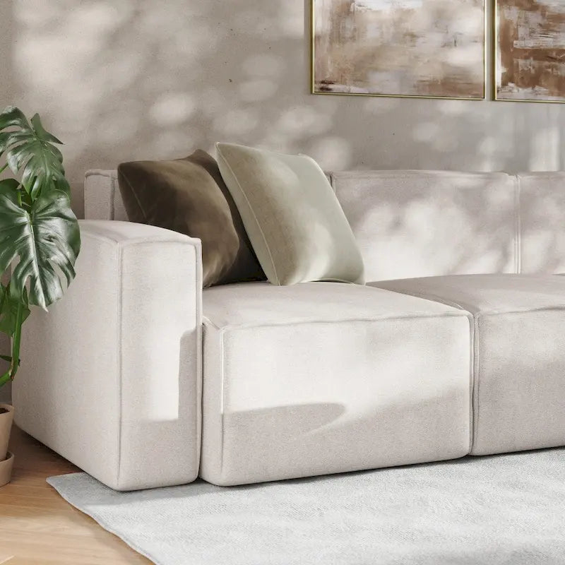 Canapé d'angle modulable contemporain avec ottoman