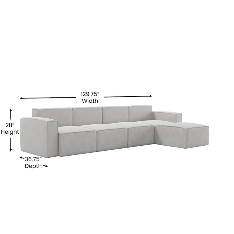 Canapé d'angle modulable contemporain avec ottoman