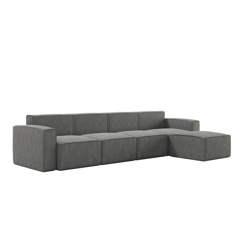Canapé d'angle modulable contemporain avec ottoman