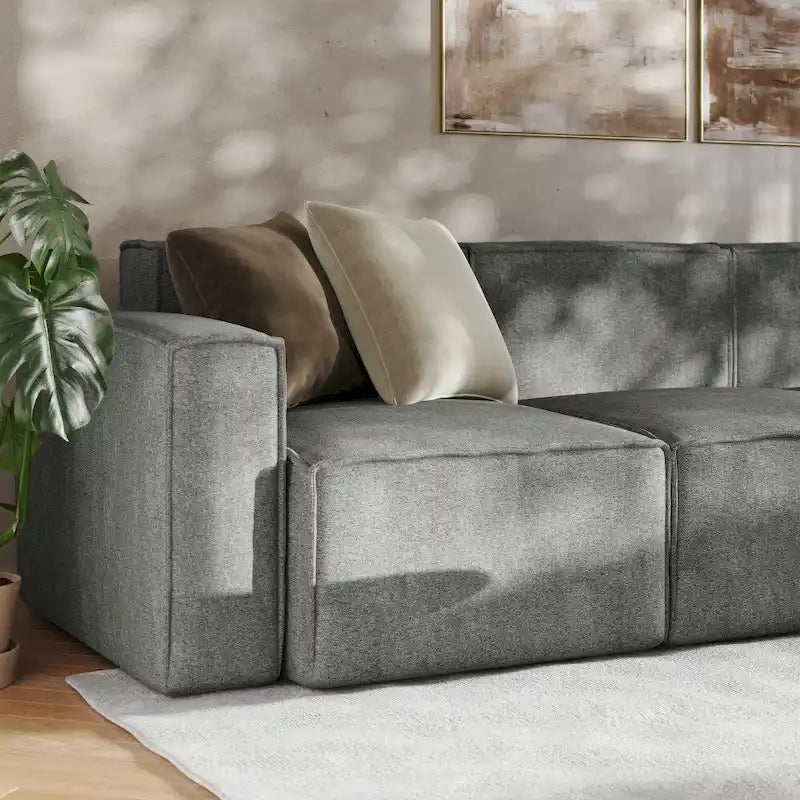 Canapé d'angle modulable contemporain avec ottoman