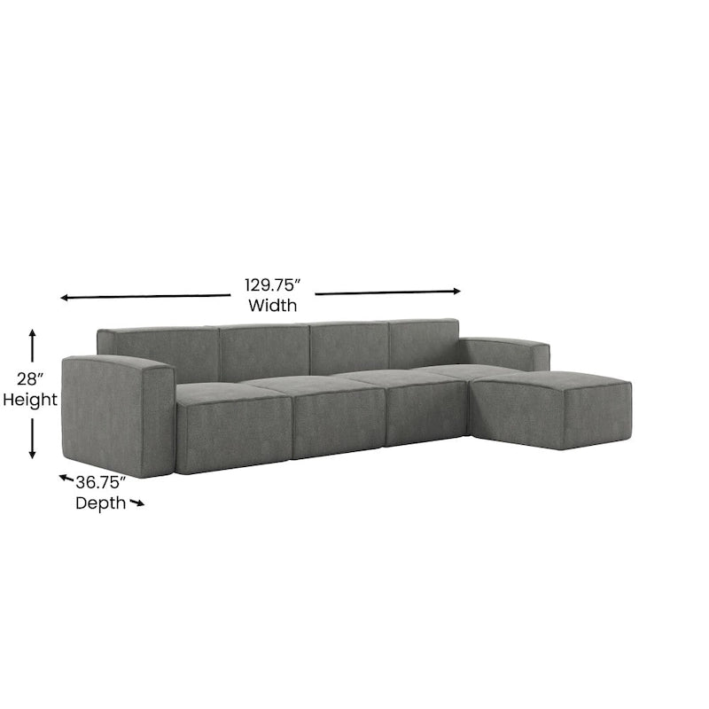 Canapé d'angle modulable contemporain avec ottoman