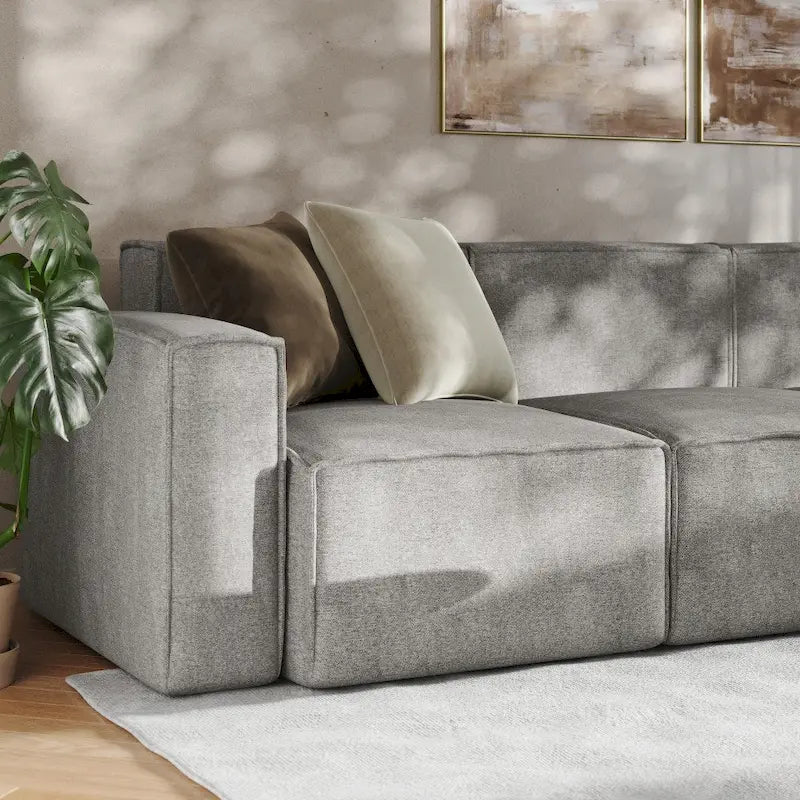 Canapé d'angle modulable contemporain avec ottoman