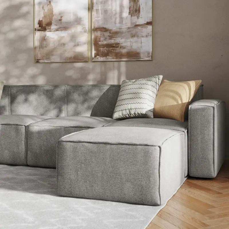 Canapé d'angle modulable contemporain avec ottoman