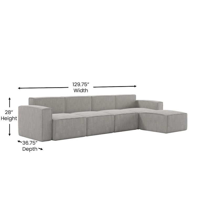 Canapé d'angle modulable contemporain avec ottoman
