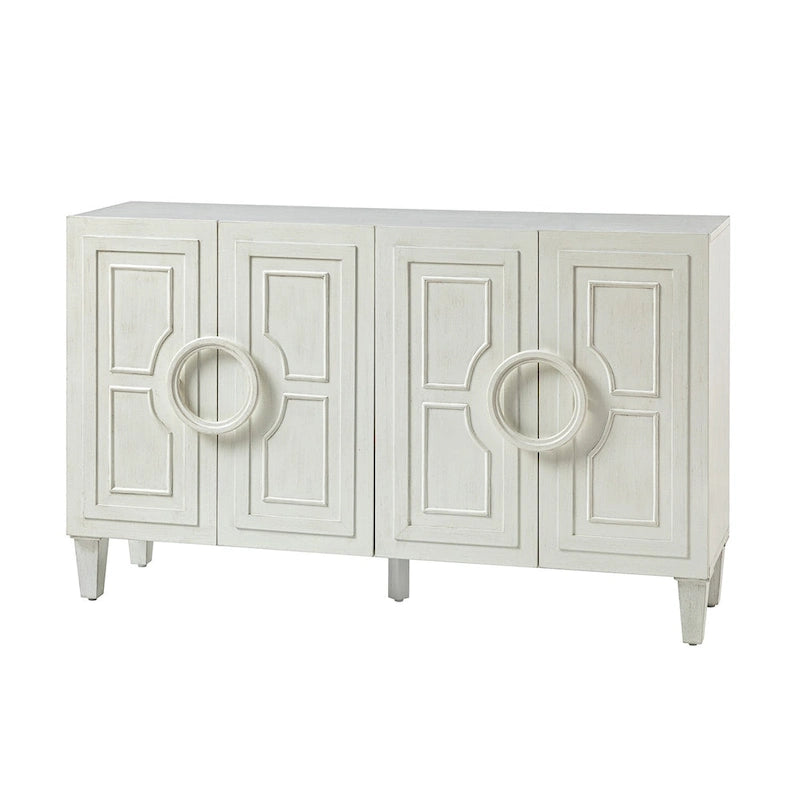 Connie 58 Buffet contemporain avec poignées de porte rondes en bois massif