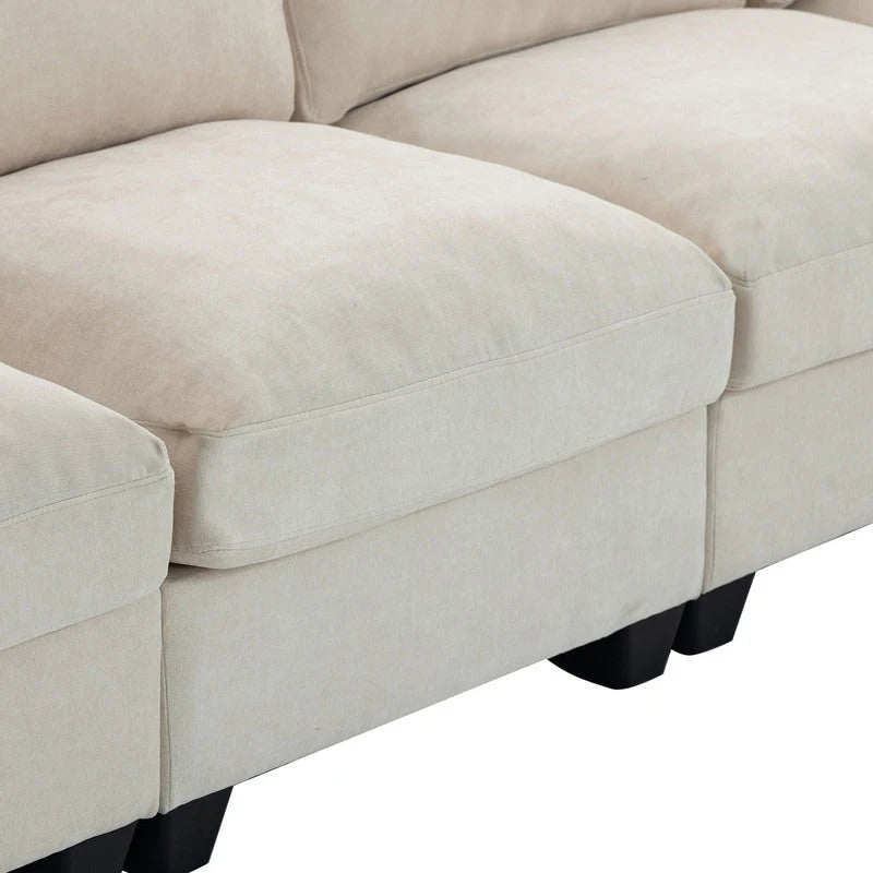 Canapé modulable avec pouf de rangement amovible, 2 porte-gobelets cachés