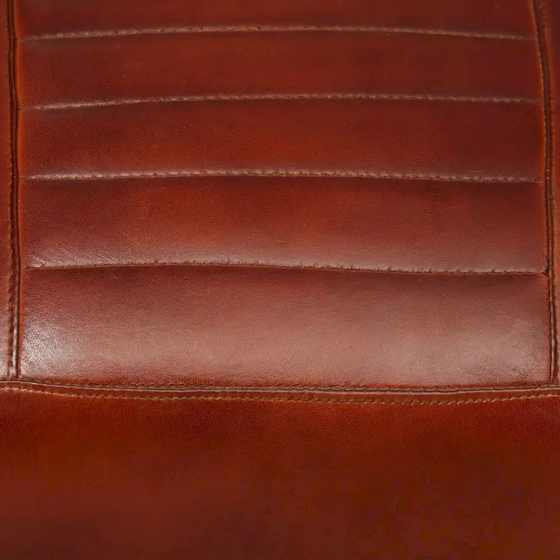 Fauteuil simple avec cadre en métal pour salon Cuir véritable - 23.6 x 25.2 x 29.1