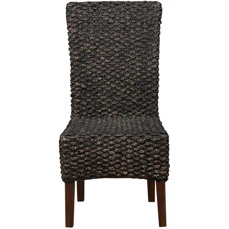 Chaise en bois tressée en osier à dossier haut, marron