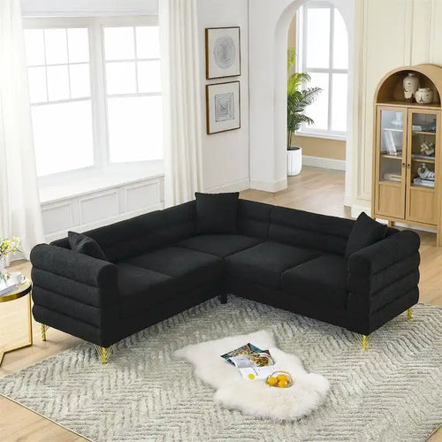 Canapé d'angle sectionnel en L surdimensionné 5 places de 81,5 po avec 3 coussins