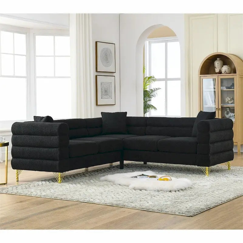 Canapé d'angle sectionnel en L surdimensionné 5 places de 81,5 po avec 3 coussins