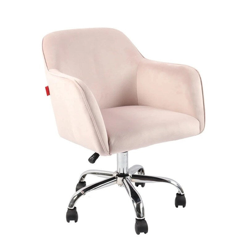 Fauteuil d'appoint Chaise de coiffeuse pivotante Chaise de bureau à roulettes Moderne Réglable en hauteur Rose/Gris/Blanc