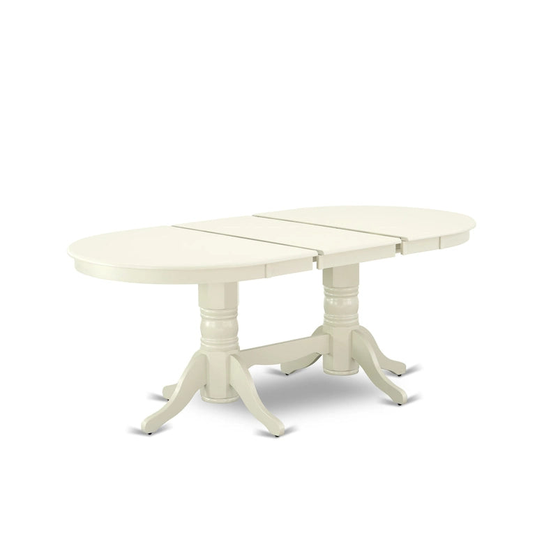 Table de salle à manger ovale et chaises à assise en bois, Blanc Lin