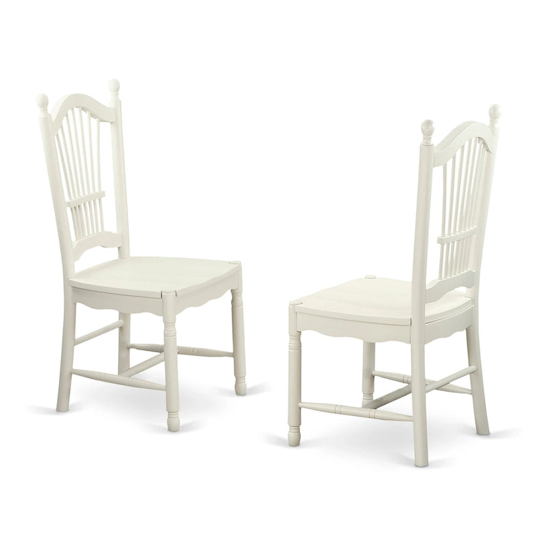 Table de salle à manger ovale et chaises à assise en bois, Blanc Lin