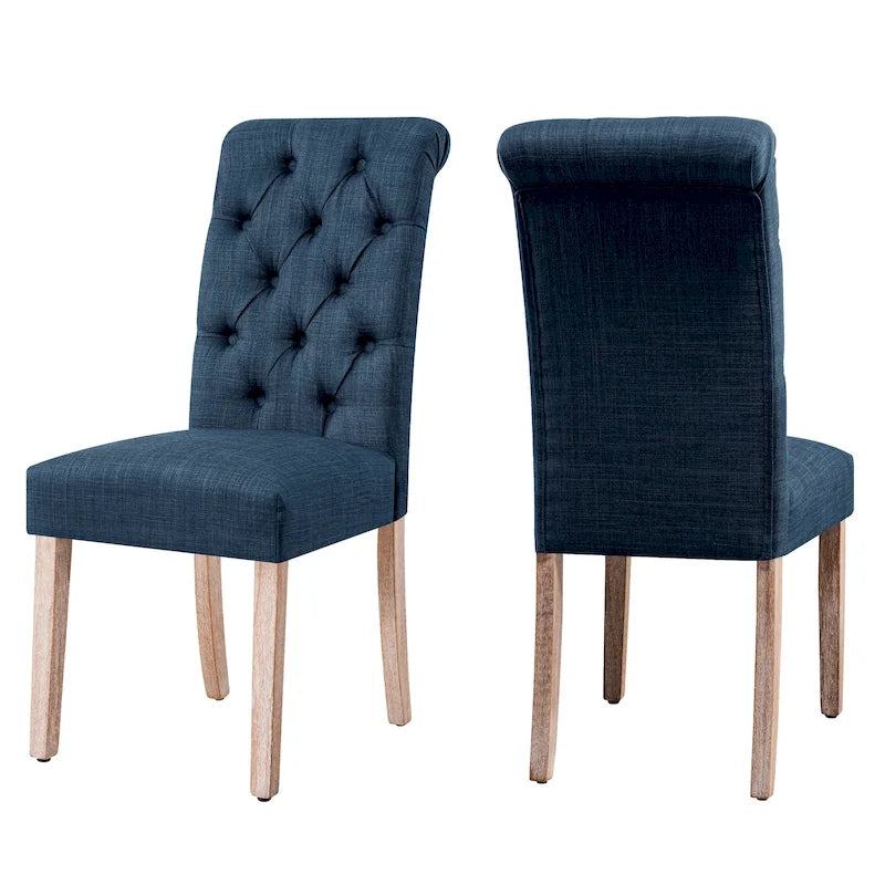 Chaise de salle à manger Parsons en lin avec boutons et rembourrage