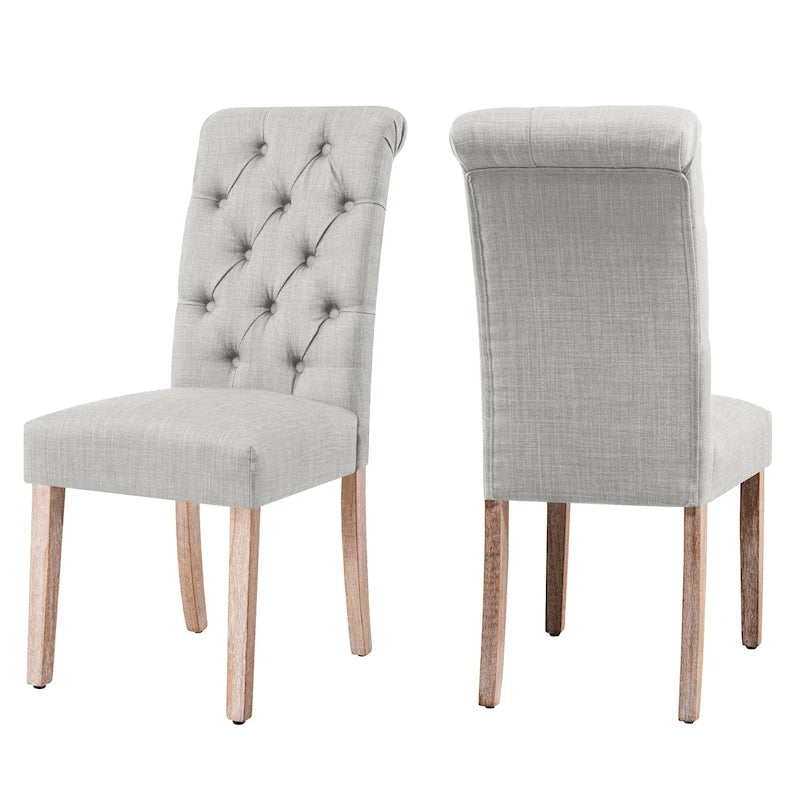 Chaise de salle à manger Parsons en lin avec boutons et rembourrage