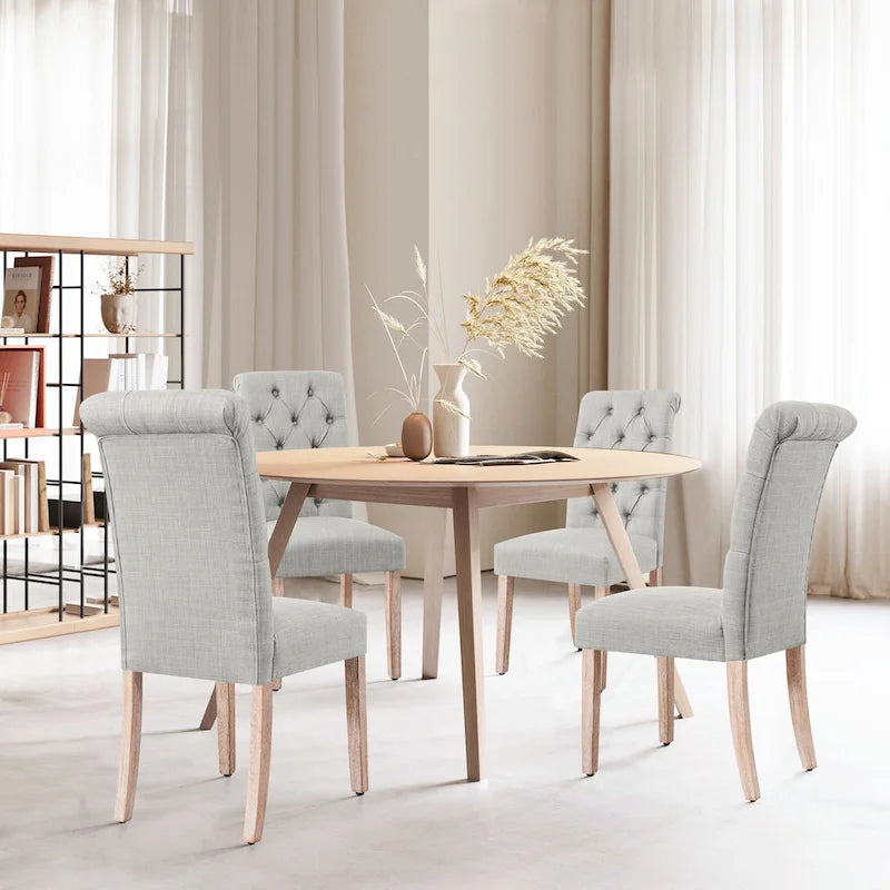 Chaise de salle à manger Parsons en lin avec boutons et rembourrage
