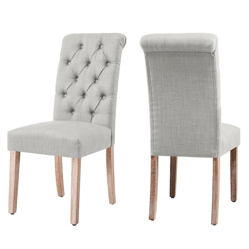 Chaise de salle à manger Parsons en lin avec boutons et rembourrage