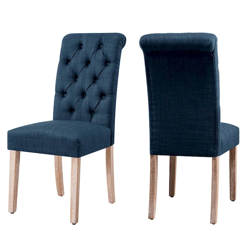 Chaise de salle à manger Parsons en lin avec boutons et rembourrage