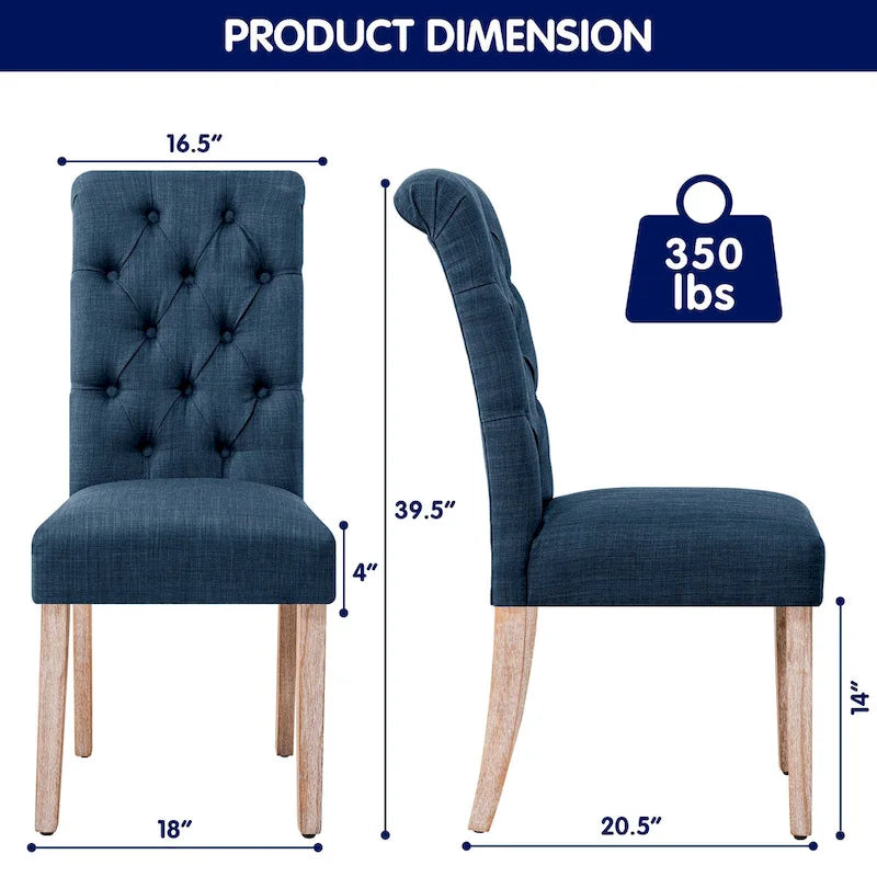 Chaise de salle à manger Parsons en lin avec boutons et rembourrage