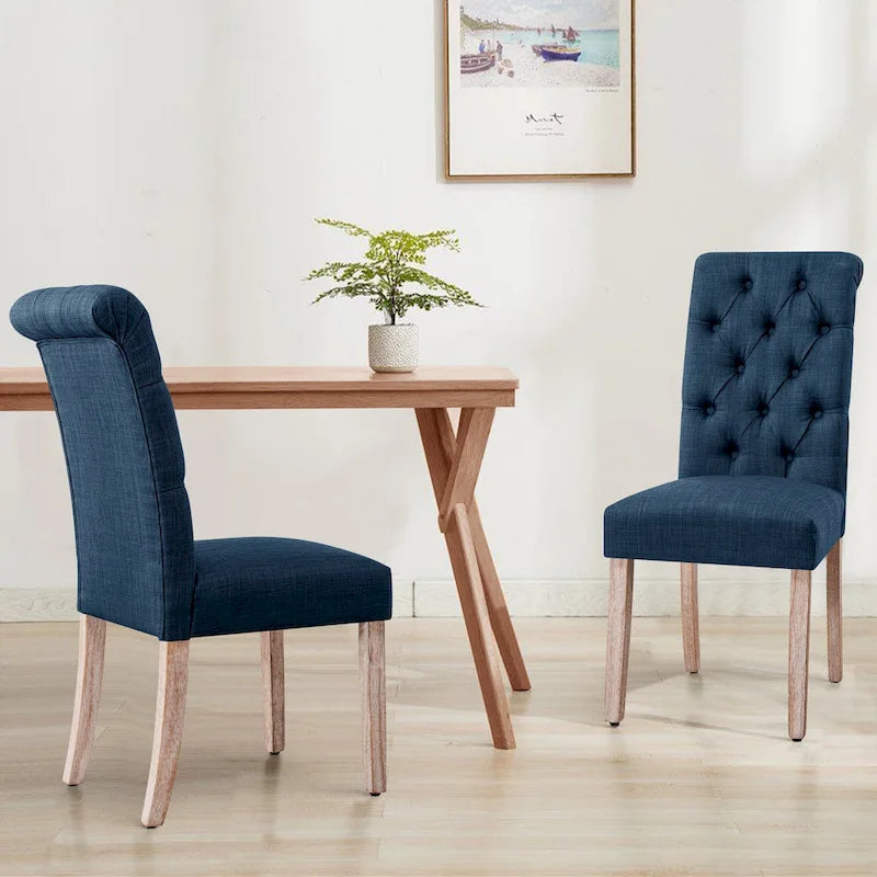 Chaise de salle à manger Parsons en lin avec boutons et rembourrage