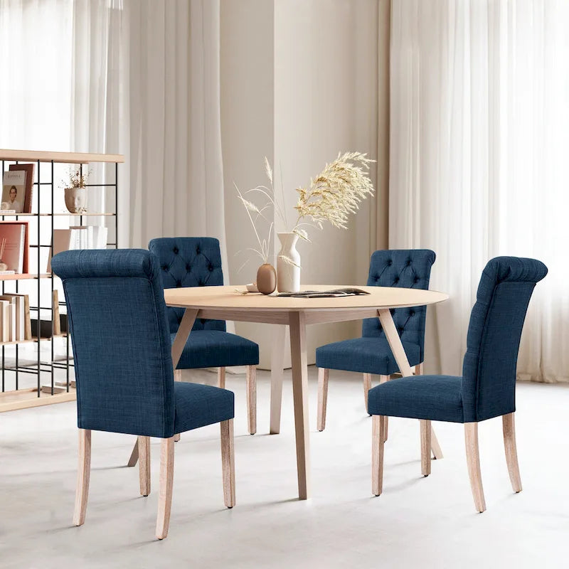 Chaise de salle à manger Parsons en lin avec boutons et rembourrage