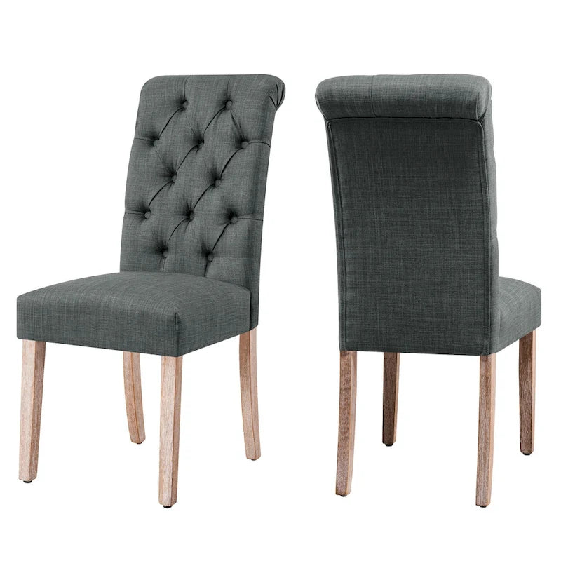 Chaise de salle à manger Parsons en lin avec boutons et rembourrage
