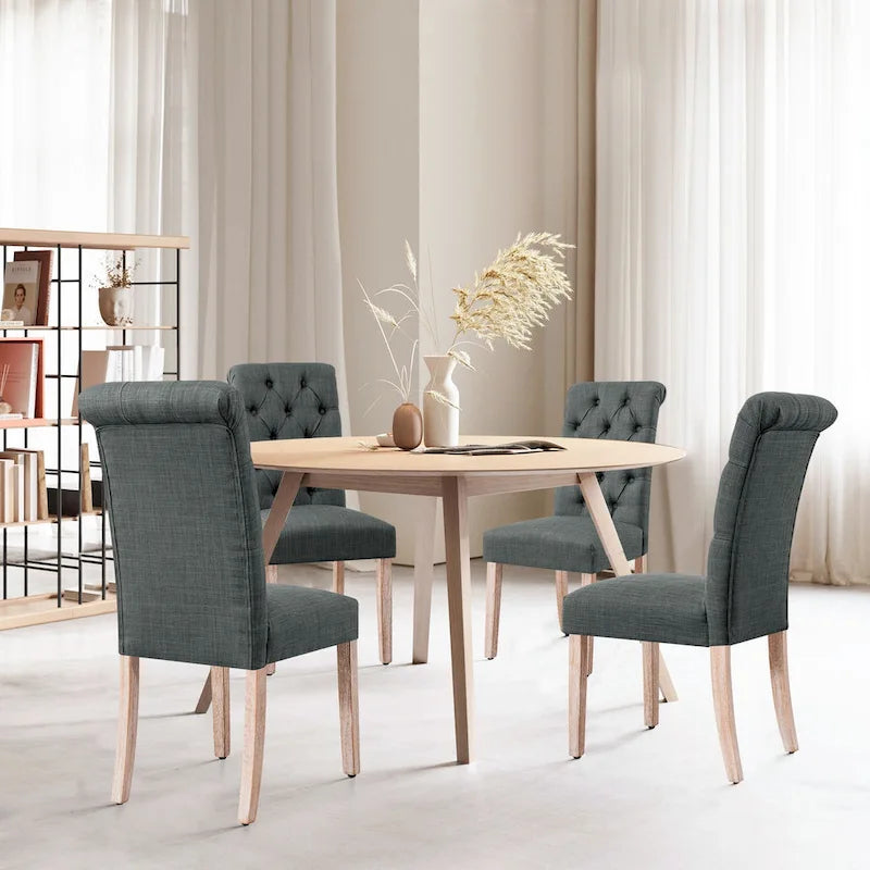 Chaise de salle à manger Parsons en lin avec boutons et rembourrage