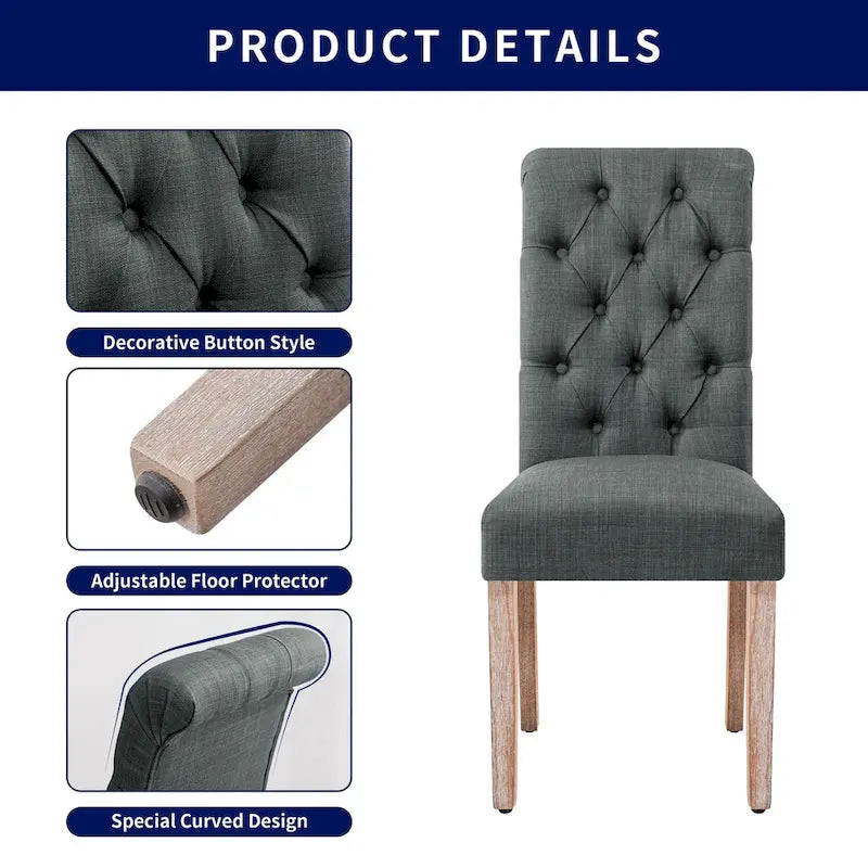 Chaise de salle à manger Parsons en lin avec boutons et rembourrage
