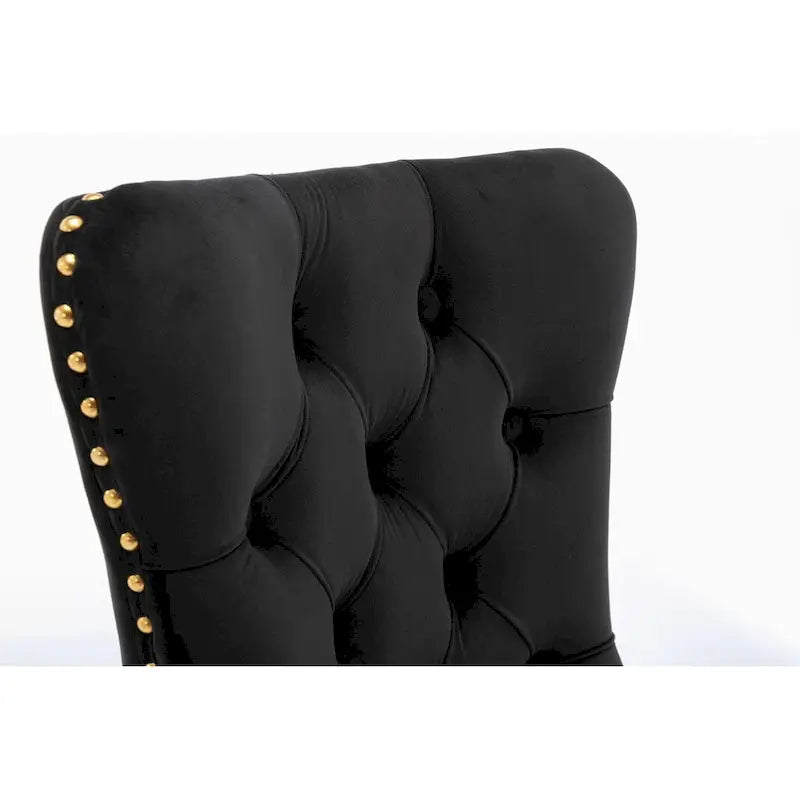 Chaise de salle à manger contemporaine haut de gamme en velours capitonnée en bois massif avec pieds plaqués en acier inoxydable doré