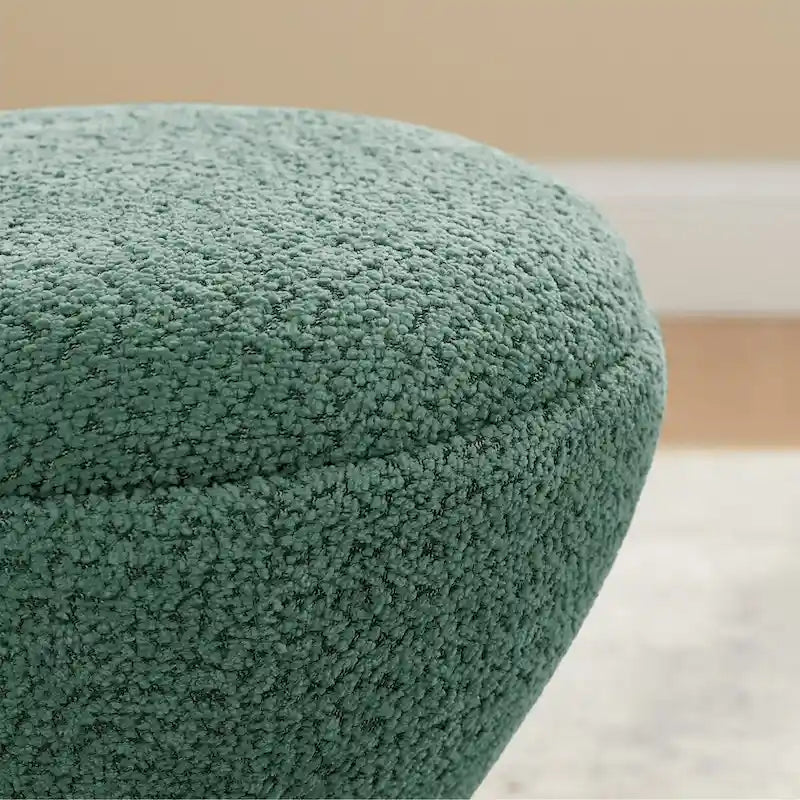 Pouf ottoman Djembe en tissu bouclé avec base pivotante, tabouret de coiffeuse pivotant pour salon, dressing