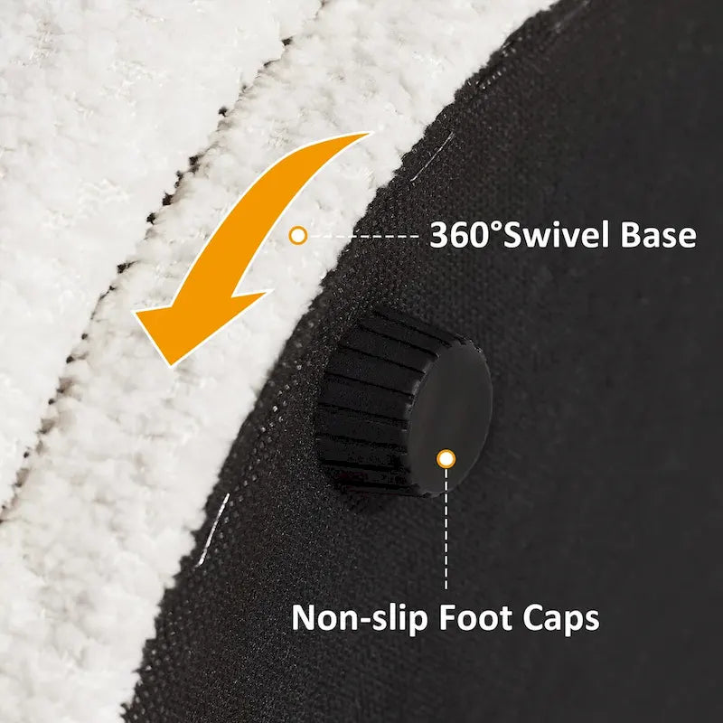 Pouf ottoman Djembe en tissu bouclé avec base pivotante, tabouret de coiffeuse pivotant pour salon, dressing