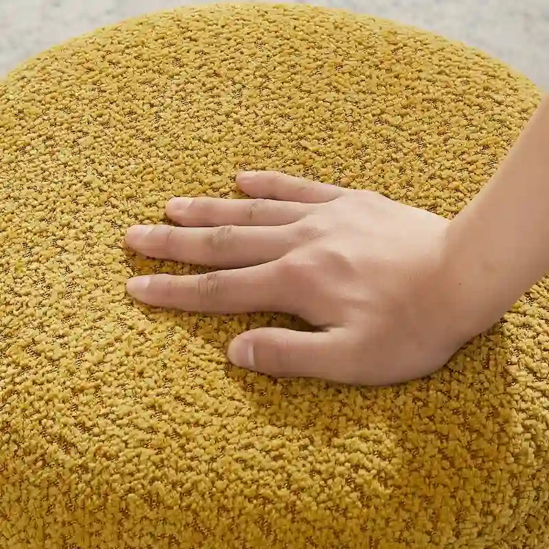 Pouf ottoman Djembe en tissu bouclé avec base pivotante, tabouret de coiffeuse pivotant pour salon, dressing