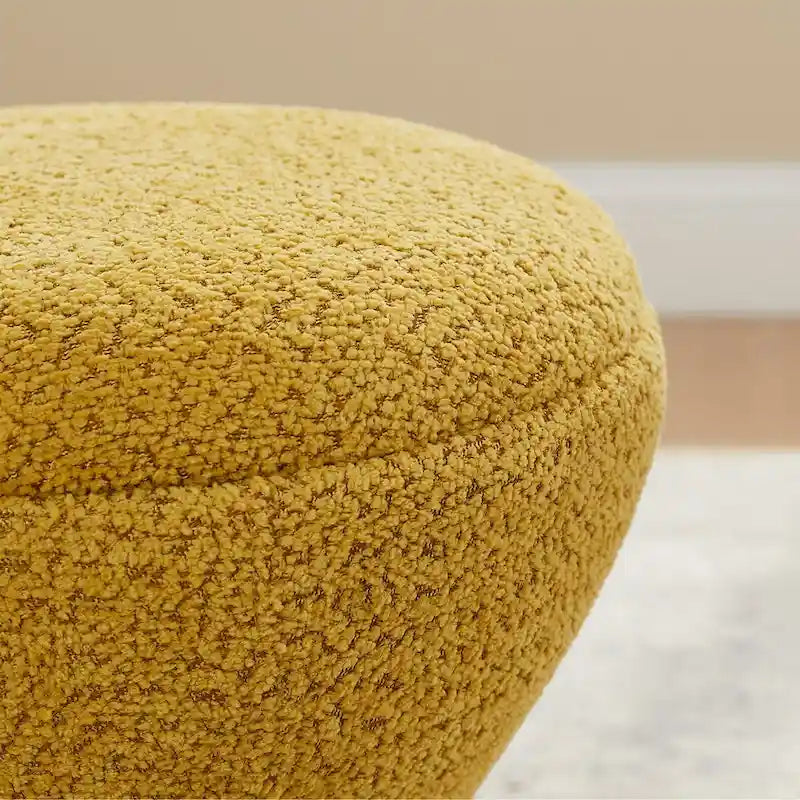 Pouf ottoman Djembe en tissu bouclé avec base pivotante, tabouret de coiffeuse pivotant pour salon, dressing