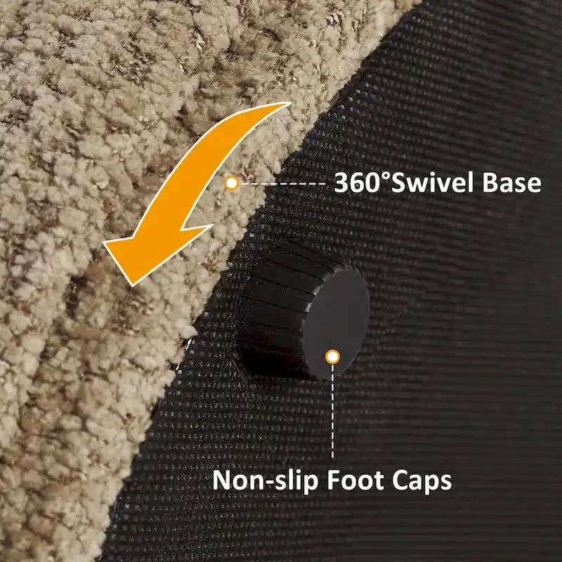 Pouf ottoman Djembe en tissu bouclé avec base pivotante, tabouret de coiffeuse pivotant pour salon, dressing
