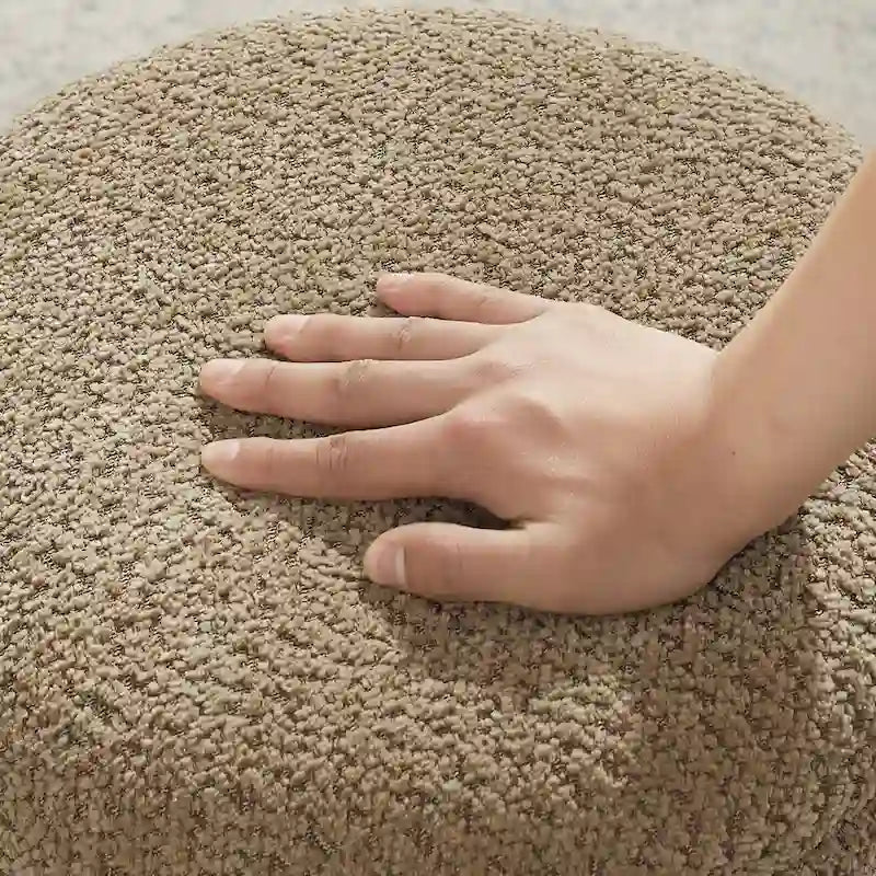 Pouf ottoman Djembe en tissu bouclé avec base pivotante, tabouret de coiffeuse pivotant pour salon, dressing