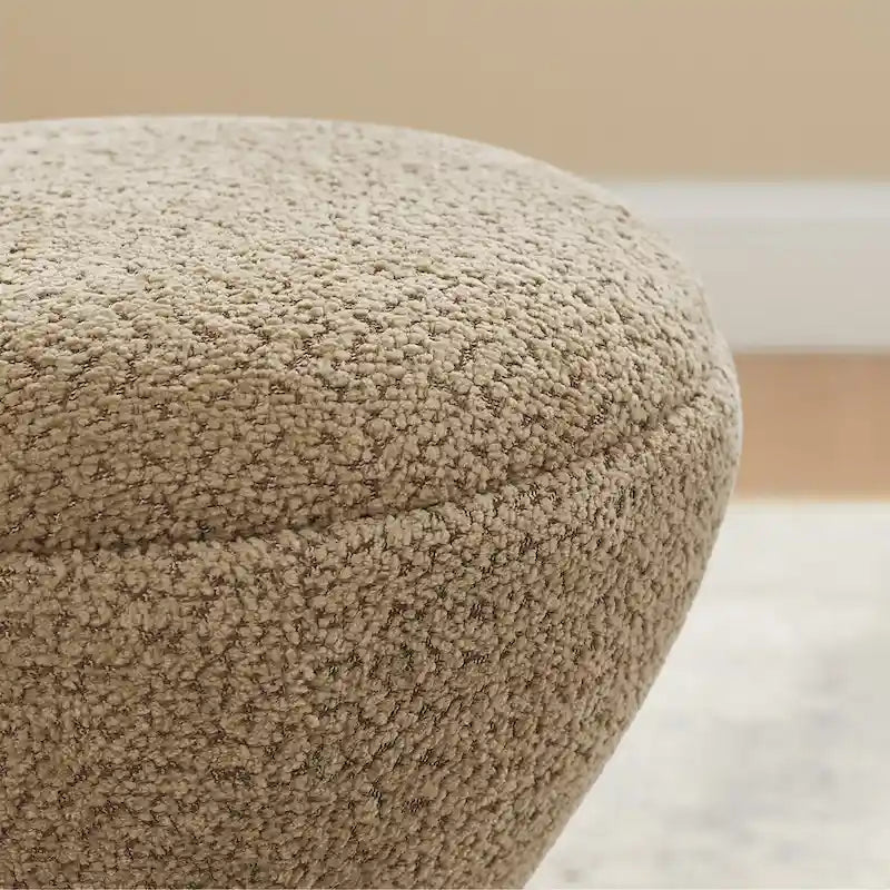 Pouf ottoman Djembe en tissu bouclé avec base pivotante, tabouret de coiffeuse pivotant pour salon, dressing