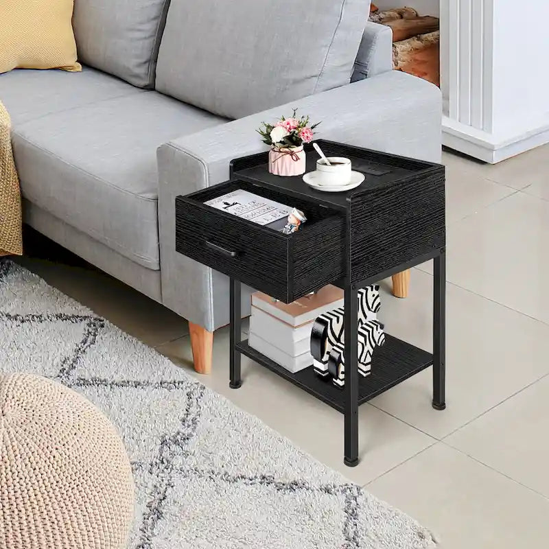 Table de chevet avec station de charge et ports USB