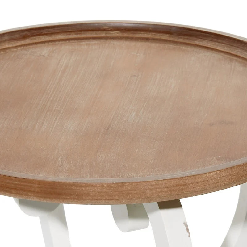 Table d'appoint ronde en bois sculpté - 25x19x19