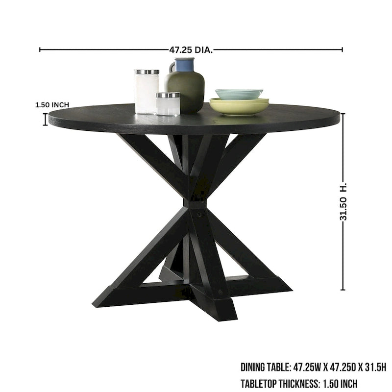 Table à manger ronde Banff avec 4 chaises capitonnées