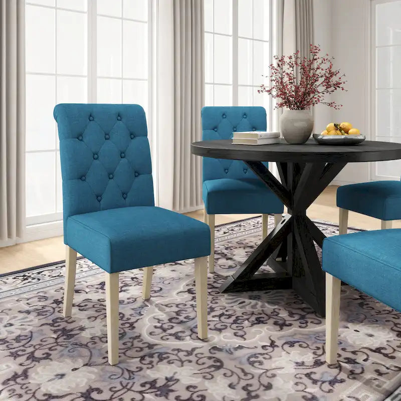 Table à manger ronde Banff avec 4 chaises capitonnées