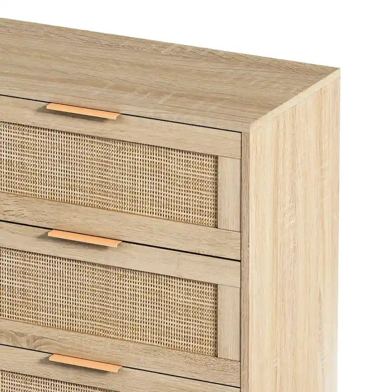 Armoire de rangement en rotin naturel à 6 tiroirs de 43,31 pouces pour chambre et salon