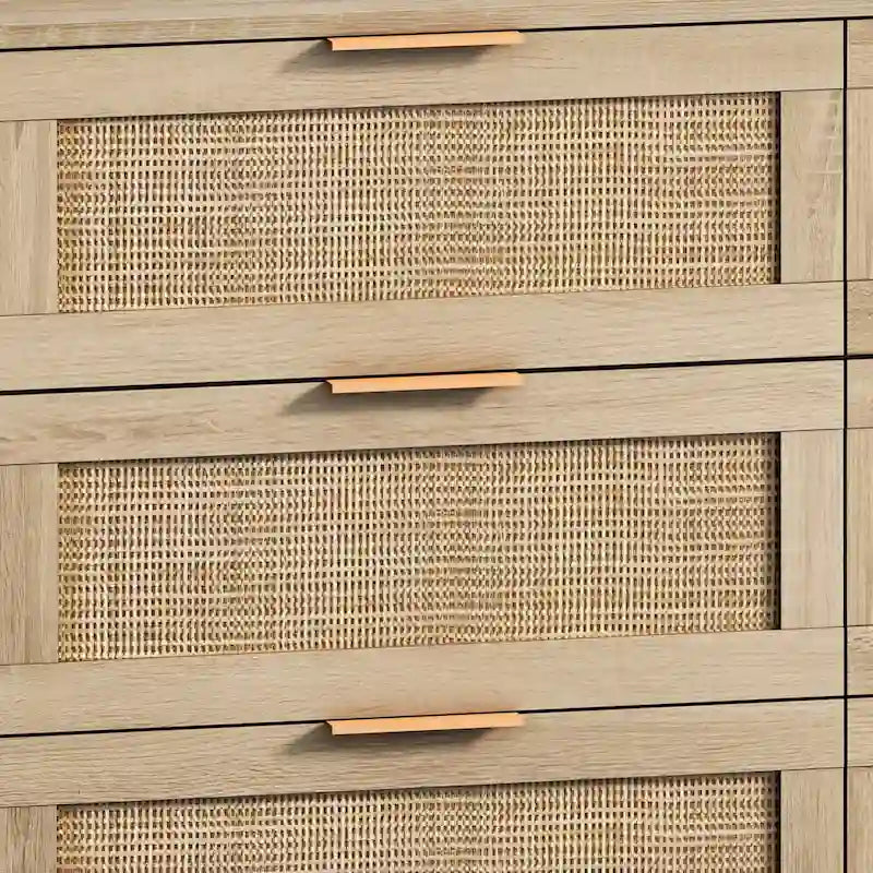 Armoire de rangement en rotin naturel à 6 tiroirs de 43,31 pouces pour chambre et salon